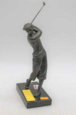 Lot 229 - A modern bronze figure of a golfer, mounted...