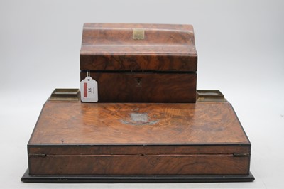 Lot 35 - A Victorian walnut and ebonised writing slope,...