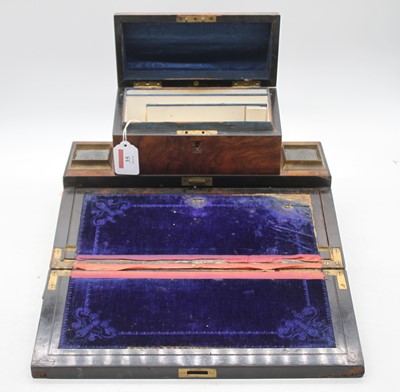 Lot 35 - A Victorian walnut and ebonised writing slope,...