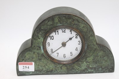 Lot 254 - A 1930s verdigris bronze cased mantel clock, h....