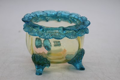 Lot 257 - A Victorian blue and yellow glass bowl, h.7cm