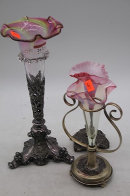 Lot 267 - A Victorian cranberry tinted glass trumpet...
