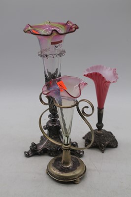 Lot 267 - A Victorian cranberry tinted glass trumpet...