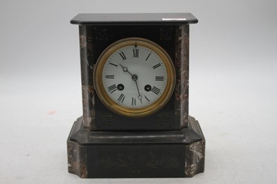 Lot 50 - A late Victorian black slate and marble cased...