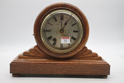 Lot 52 - A Victorian oak cased drum head mantel clock...