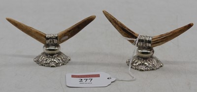 Lot 277 - A pair of antler and silver plated knife rests,...