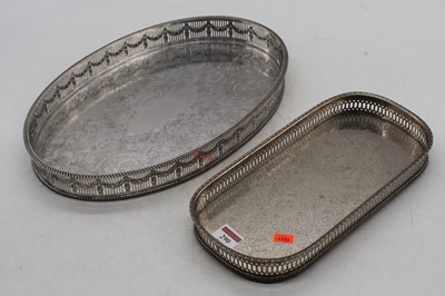 Lot 290 - A silver plated oval galleried tray, 39 x 25cm;...