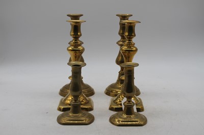 Lot 61 - A pair of mid 19th century turned brass...