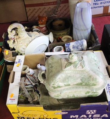 Lot 392 - Two boxes of glassware and ceramics, to...
