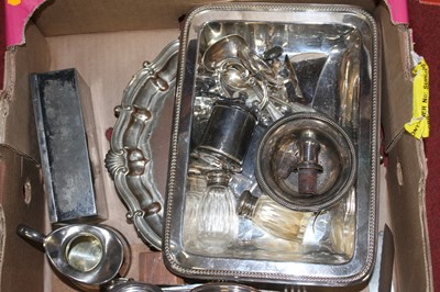 Lot 97 - A box of miscellaneous metalware, to include...