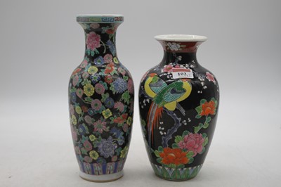 Lot 102 - A Chinese export famille noir vase, of...