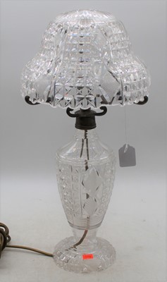 Lot 103 - A 20th century cut glass table lamp, with...