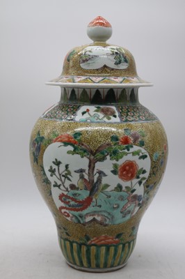 Lot 117 - A pair of Chinese export vases and covers,...