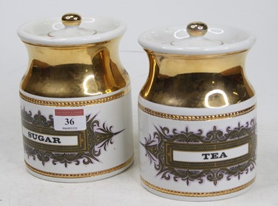 Lot 36 - A pair of Chinese export jars and covers, each...