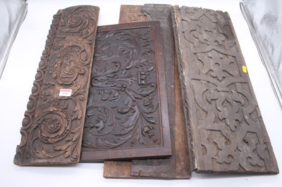Lot 131 - A 17th century oak panel, the central reserve...