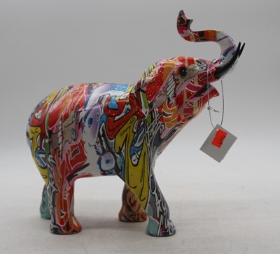 Lot 157 - A modern decoupage style figure of an elephant,...