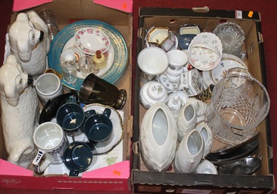 Lot 180 - Two boxes of miscellaneous china and glassware,...