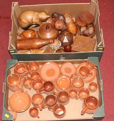 Lot 184 - Two boxes of miscellaneous treen, to include...