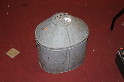 Lot 202 - A grey painted military type hat box,...