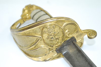 Lot 186 - An 1827 pattern Naval sword, the 66cm pipe...