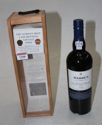 Lot 1308 - Warre's LBV port, 2001, one bottle in carton