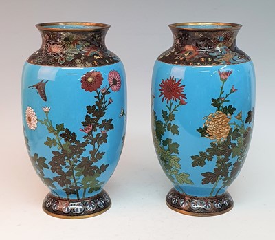 Lot 2419 - A pair of Japanese Meiji period cloisonne...