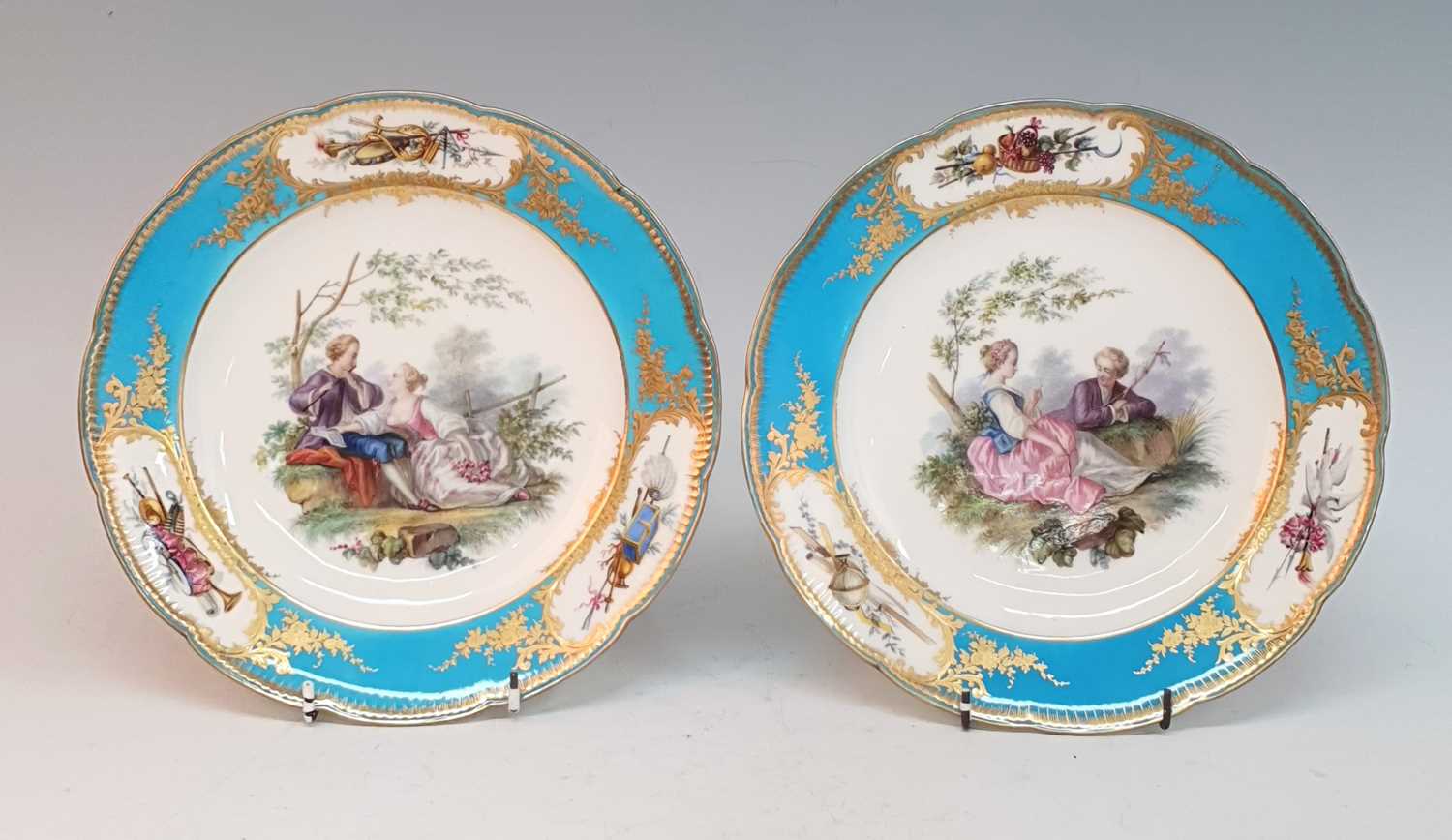 Lot 2085 - A pair of 19th century Sevres style porcelain...