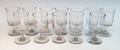 Lot 2110 - A matched set of twelve Georgian glass rummers,...