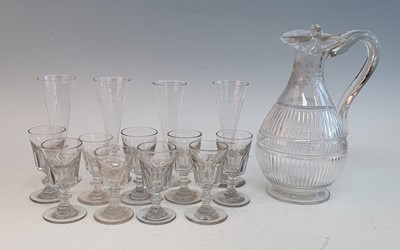 Lot 2111 - A Regency glass claret jug, wheel engraved...