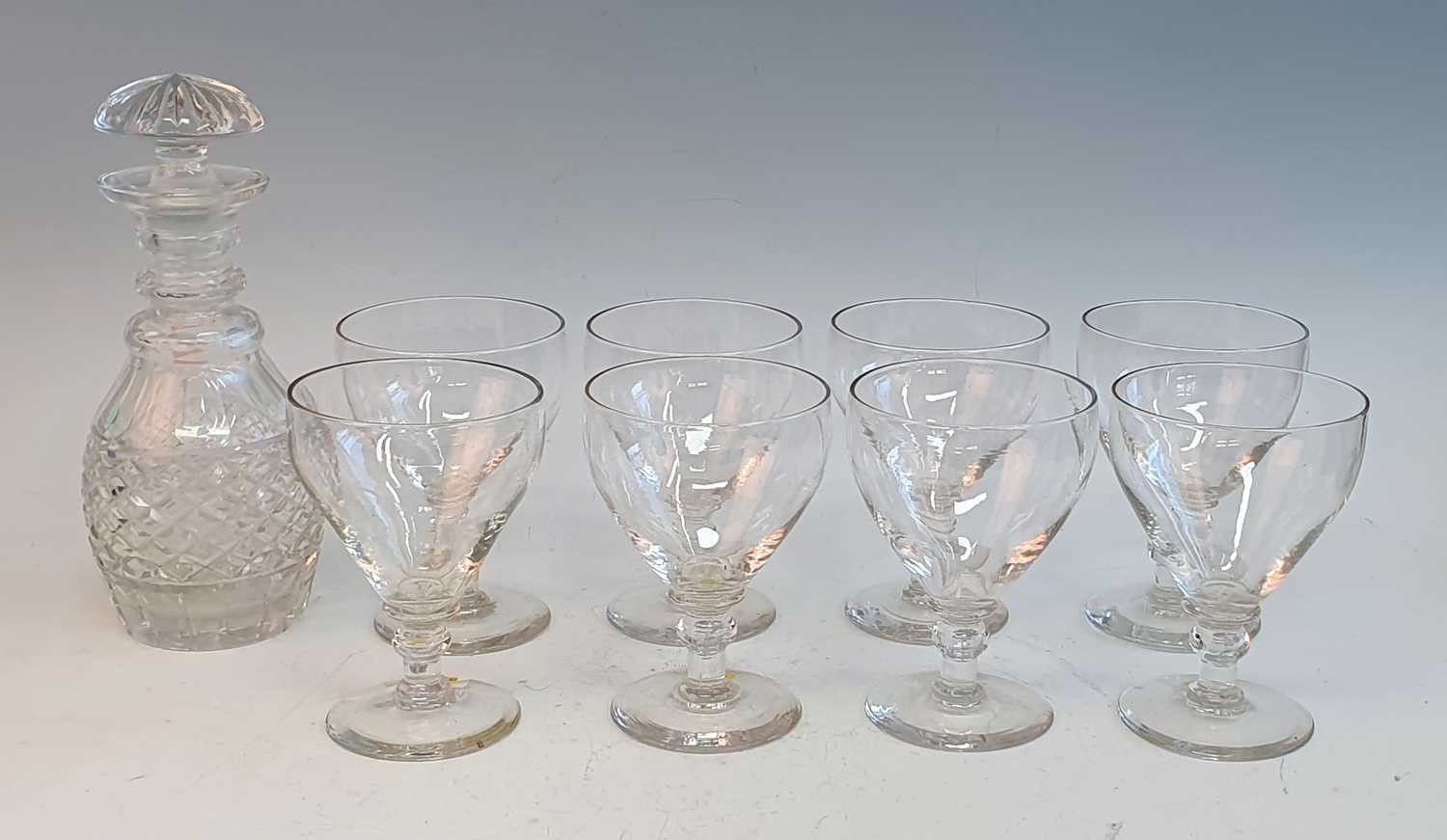 Lot 2112 - A Regency cut glass decanter, of mallet form,...