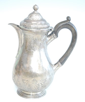 Lot 2122 - A George II silver hot water pot, of baluster...