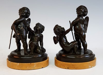 Lot 2383 - A pair of 19th century bronze allegorical...