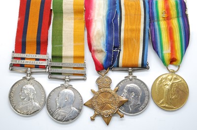Lot 154 - A Boer/Great War group of five medals, to...