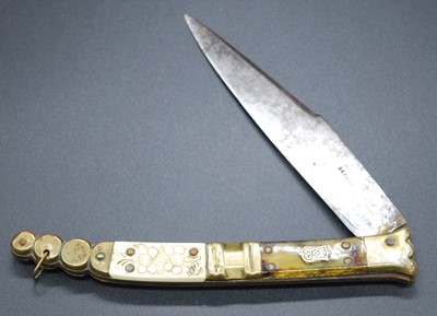 Lot 208 - A 19th century Spanish Navaja knife, the...