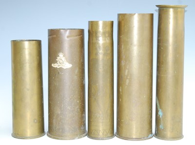 Lot 244 - A WW I artillery shell, stipple engraved Ypres...