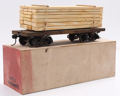 Lot 113 - Three scratch-built G scale wagons each on two...