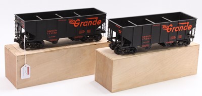 Lot 116 - Two scratch-built G scale 2 hopper wagons...
