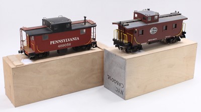 Lot 119 - Two-scratch built G scale caboose’s, each on...