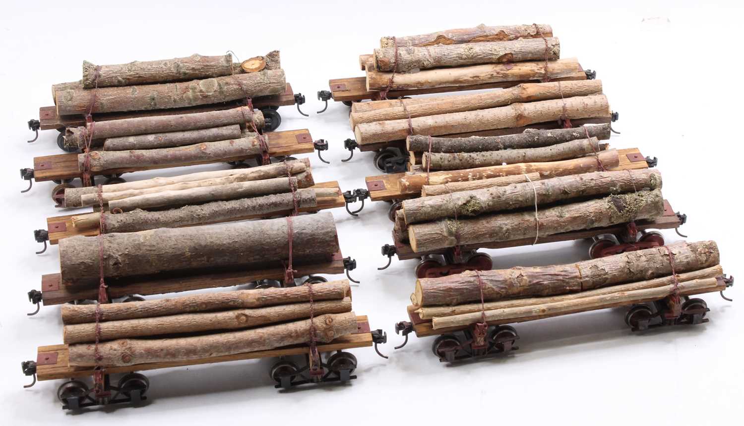 Lot 122 - Ten scratch-built G scale, lumber wagons, each...