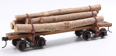 Lot 122 - Ten scratch-built G scale, lumber wagons, each...