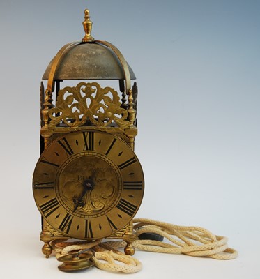 Lot 2523 - An 18th century brass lantern clock, the dial...