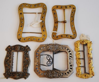 Lot 369 - Five 19th century buckles, one being a long...