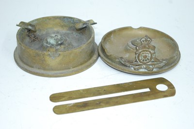 Lot 159 - A WW II trench art ashtray with applied Royal...