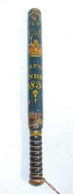 Lot 148 - A William IV turned ash truncheon, polychrome...