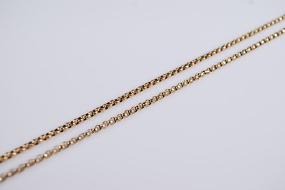 Lot 2304 - A 9ct gold belcher link guard chain, 13.9g,...