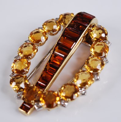 Lot 2242 - A yellow metal signed Cartier London citrine,...