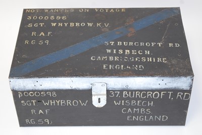 Lot 47 - A painted tin trunk, naming 3000596 Sgt....