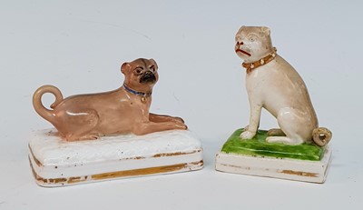 Lot 2074 - A circa 1830 Derby porcelain pug dog, modelled...