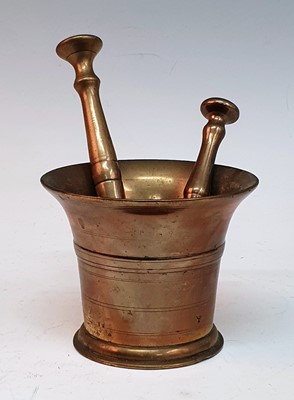 Lot 2379 - An 18th century bronze mortar, of plain...