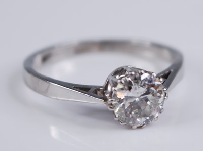 Lot 2239 - A white metal diamond solitaire ring,...